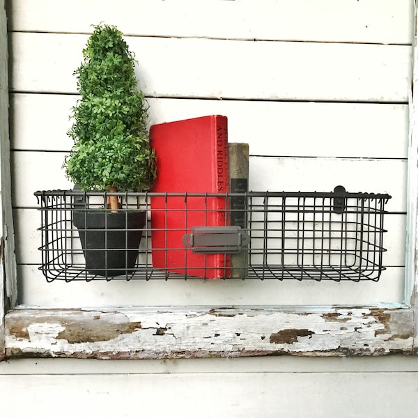 Basket Towel Holder Bathroom Organizer, Kitchen Organizer, Bathroom Shelf, Bathroom Storage, Industrial Bathroom, Hand Towel Rack, Farmhouse