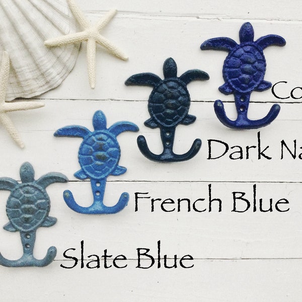 One Cast Iron Sea Turtle Hook , Coastal Beach Bathroom , Nautical, Towel Hook , Nautical Jewelry Hook , Coastal Nursery, Sea Life Creature