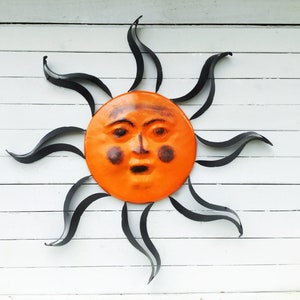 Orange Sun Wall Decor, Sun Wall Decor, California Sun , Smiling Sun , Sun Face , Outdoor Wall Decor, Sun Wall Art , Orange Metal Wall Decor