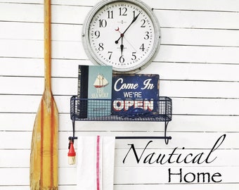 Nautical Home Decor , Coastal Kitchen Shelf , Coastal Decor , Beach Home , Ocean Home Kitchen , Beach Bathroom , Nautical Blue Metal , Fall