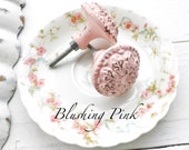 Metal Light Pink Round Knobs , Shabby Chic Dresser Drawer Pulls Knob Handles ,Vintage Blush , Decorative Cabinet Knobs , Spring Pink Home