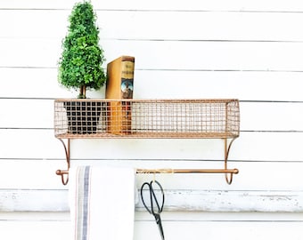 Basket Towel Rod, Bathroom Organizer, Kitchen Organizer, Wall Mounted Baskets , Simple Decor ,Vintage European Basket Decorative Wall Basket
