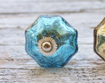 blue glass knobs for dresser Cosmas 6377ORB-BL Oil Rubbed Bronze & Blue Glass Square Cabinet Knob main image 1