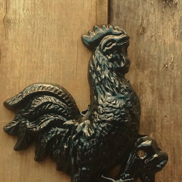 Rustic Cast Iron Rooster Hook - Cast Iron- Chicken-In Jet Black -Garden Decor-French Kitchen-Towel Holder-Shabby Chic-French Decor