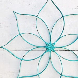 Metal Flower Wall Art , Shabby Chic Wall Art , Metal Flower , Rustic Metal Wall Flower, Indoor Dècor ,Teal Green Flower ,