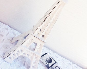 Eiffel Tower -WHITE Cast Iron-French Decor-Shabby Chic-Home Decor-Romantic-Distressed-Cottage Style- Eiffel Tower Wedding Favors-Modern