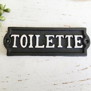 Toilette Door Sign OR TOILET Sign  , Cottage Bathroom Door Sign, Door Plaque Vintage Retro Cottage French House Wall Decor  Paris Apartment