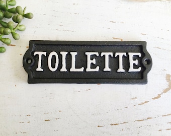 Toilette Door Sign , Cottage Bathroom Door Sign, Door Plaque, Vintage Retro Cottage French House Wall Decor , Paris Apartment , Door Plaque