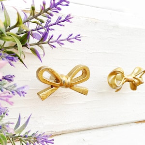 Petite Metal Bow Hook Muted Gold  Shabby Chic Dresser Drawer Pulls Knob Handles , Gold Home Deocr Decorative Cabinet Knobs , Spring
