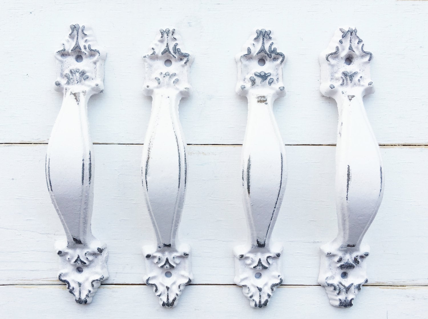 Shabby White Metal PullsDistressed White Etsy