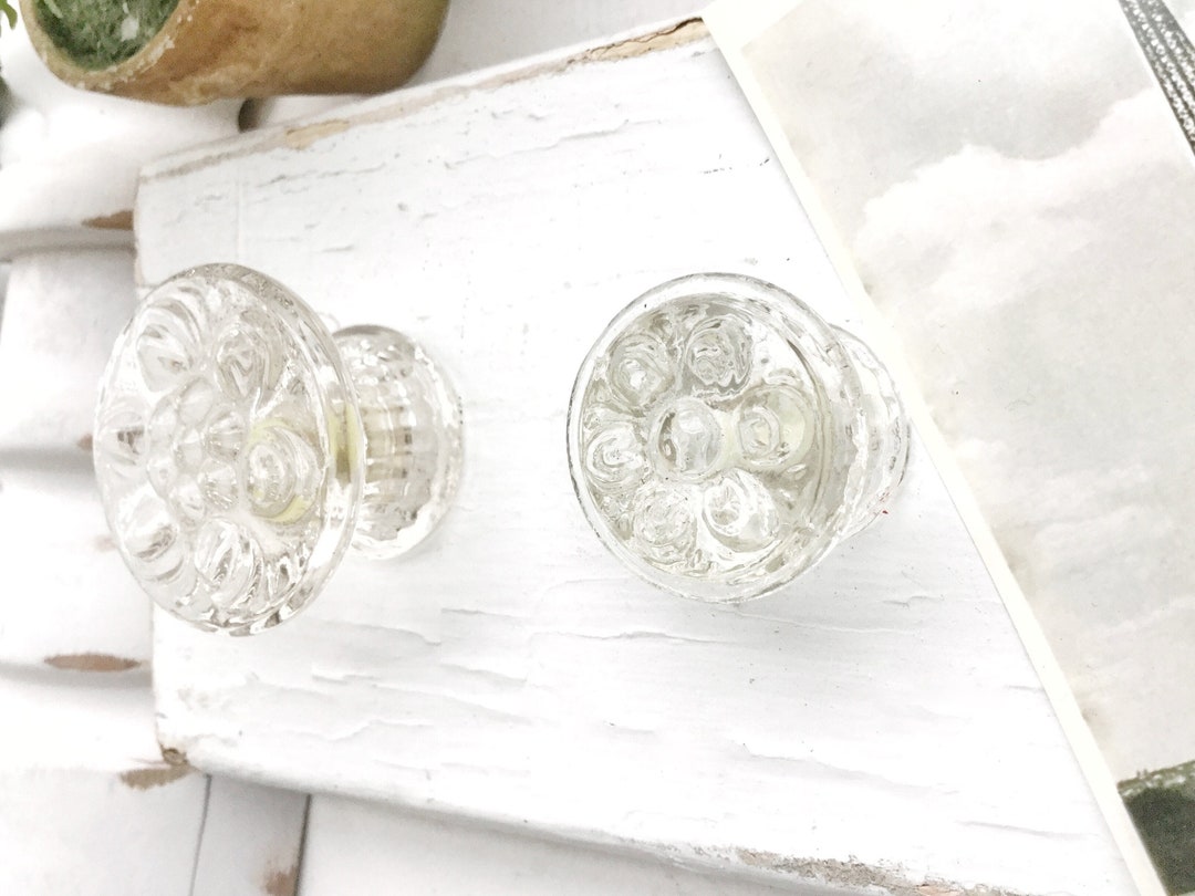 Large Drawer Knob With Bubbles in Clear Glass ,silver Toned Hardware