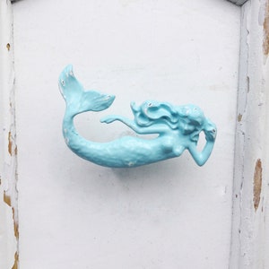 Mermaid Drawer Knobs Sea Bliss Bleu Blue , Mermaid Drawer Knobs , Coastal Beach Cabinet Knobs , Nautical Mermaid , Beach Baby Nursery , Blue