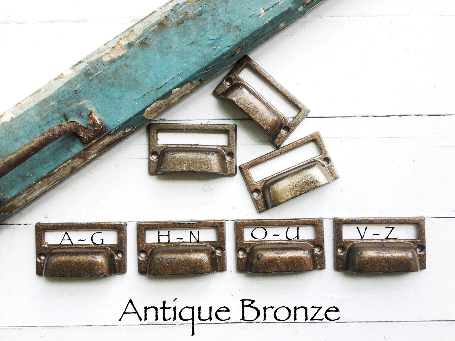 Library Drawer Pulls Label Holder Pull Handle in Rustic Etsy
