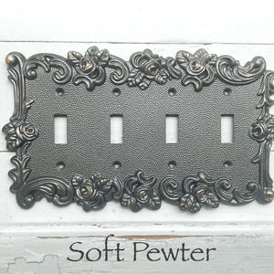 Quad Light Switch Cover Antique Bronze Light Switch Plate Victorian Black Gold Decor Boudoir Studio Decor Art Deco Bathroom Victorian Decor
