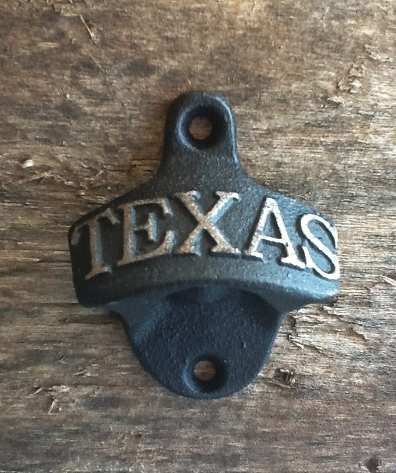 Rustic Cast Iron Texas Bottle Cap Opener-Gift For Dad-Industrial Home-In Matte Black-Spring Home Decor-Kitchen-Father-Groomsmen Gift image 4