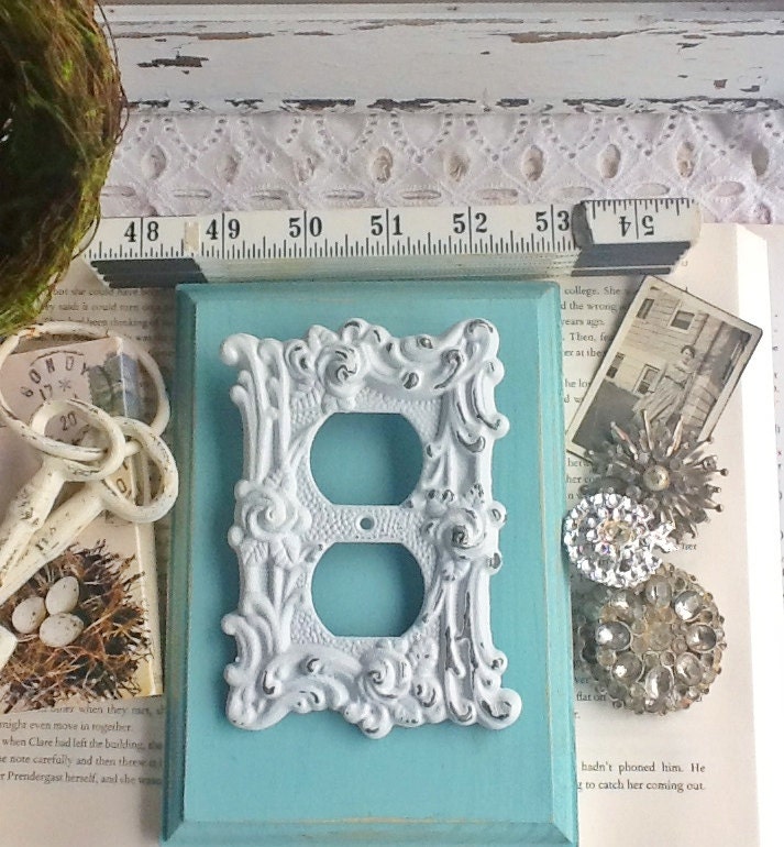 Distressed Metal Wall Decorplate Coverin White Shabby Etsy