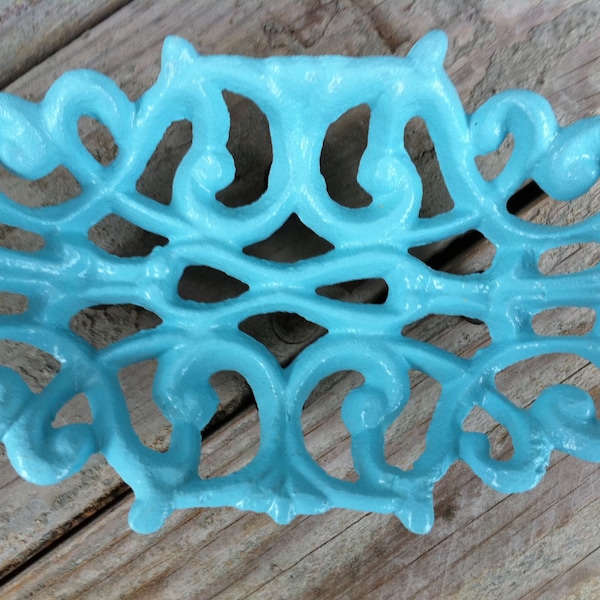 Cast Iron Soap Dish- Beach House-Sea Bliss In Aqua - Bleu Metal Decor Bathroom Fixture-Business Card Holder- Light Summer Home Decor-Pastels