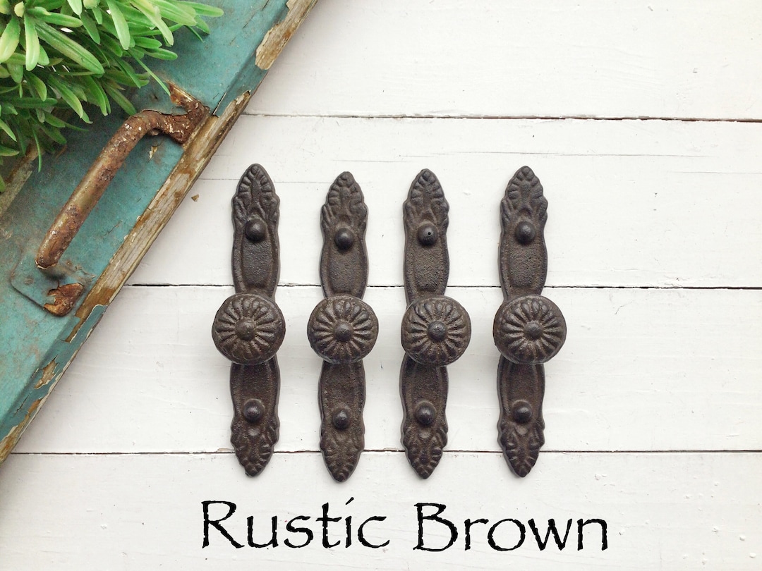Distressed Rustic Brown Cabinet Hardware Knobs Pulls-distressed-metal ...