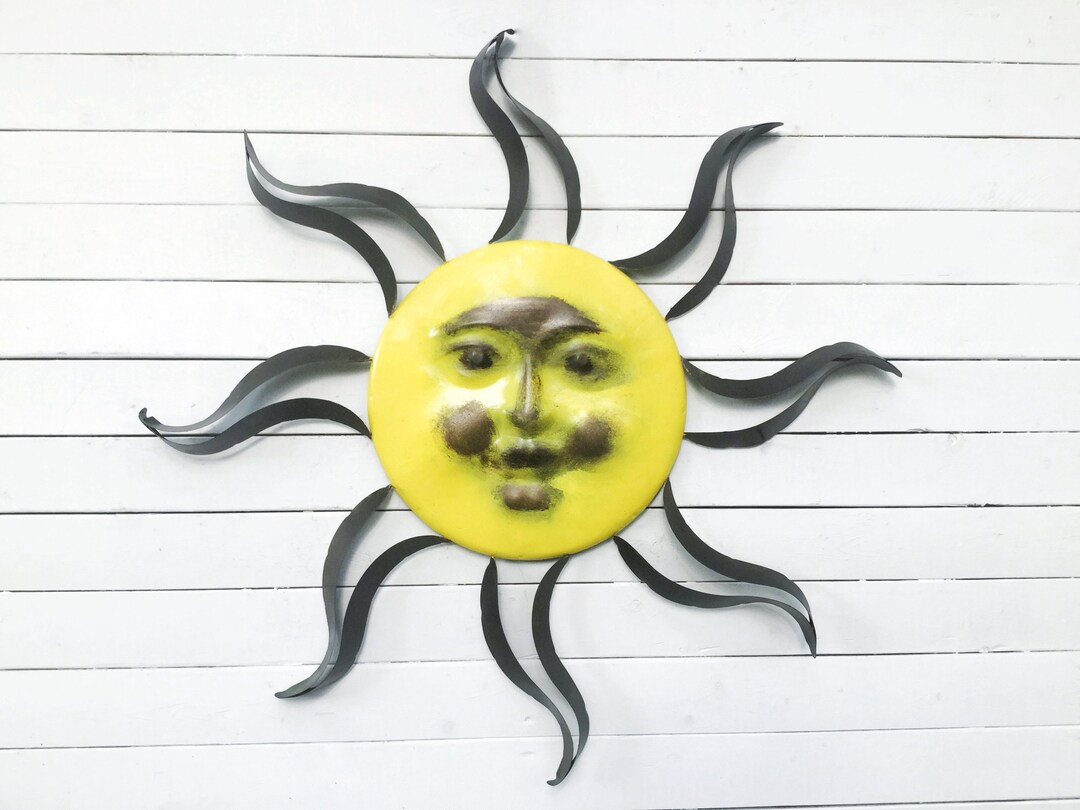 Yellow Sun Wall Decor, Sun Wall Decor, California Sun , Smiling Sun , Sun Face , Outdoor Wall