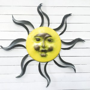 Yellow Sun Wall Decor,  Sun Wall Decor, California Sun , Smiling Sun , Sun Face , Outdoor Wall Decor, Sun Wall Art ,  Metal Sun