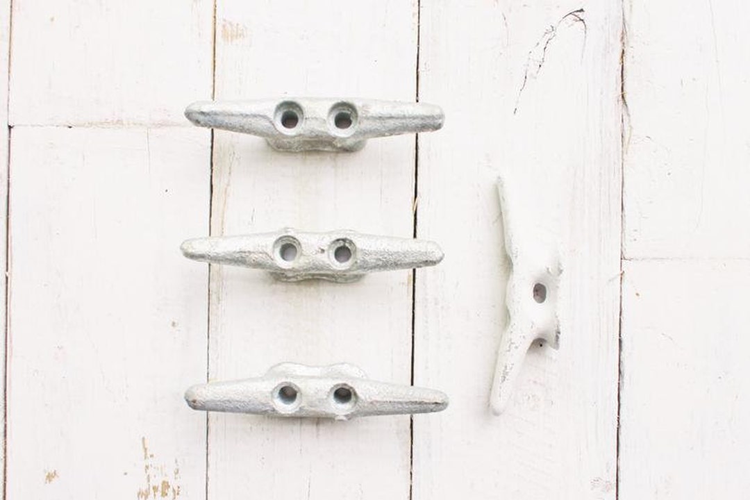 4 Inch Boat Cleat , Nautical Beach Hook , Cast Iron Pull Knob , Coastal
