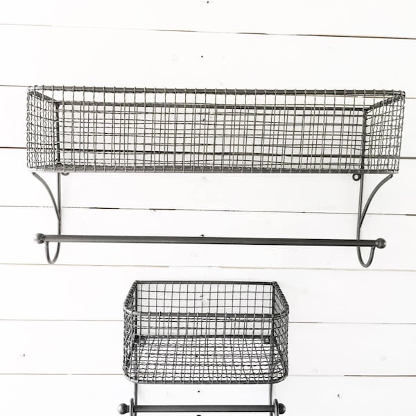 Basket Towel Rod, Bathroom Organizer, Kitchen Organizer, Bathroom Shelf, Bathroom Storage, Industrial Bathroom, Hand Towel Rack, Farmhouse