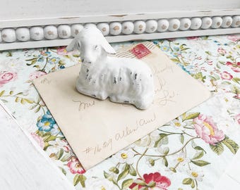 Sheep Lamb Farmhouse Animal Figurine Sitting , Paper Weight , Natural Home Decor , Primitive Folk Art , Shelf Sitter, Pastoral Scene FALL
