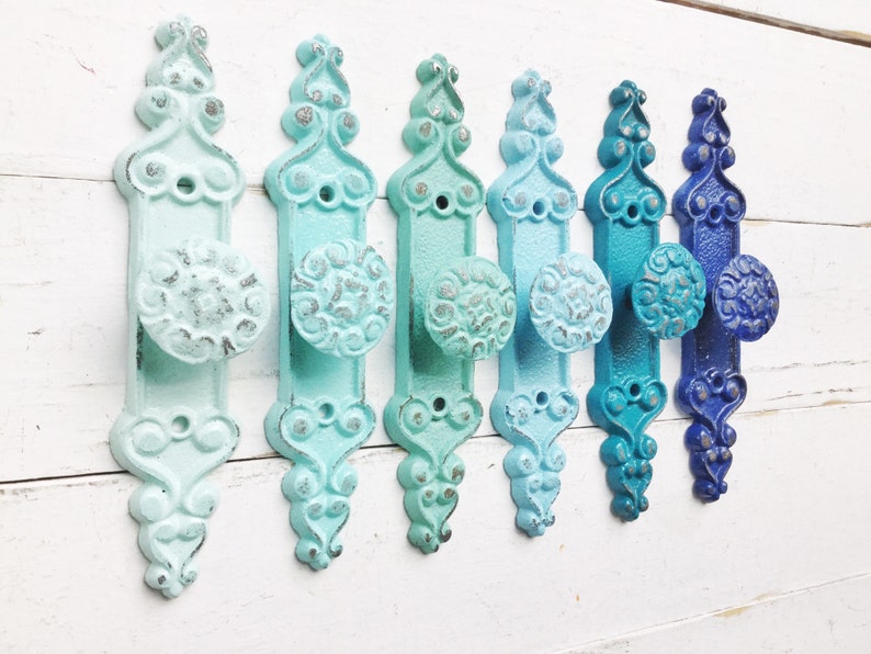 Rustic Patina Distressed Hardware Drawer Pulls Green Handles Etsy