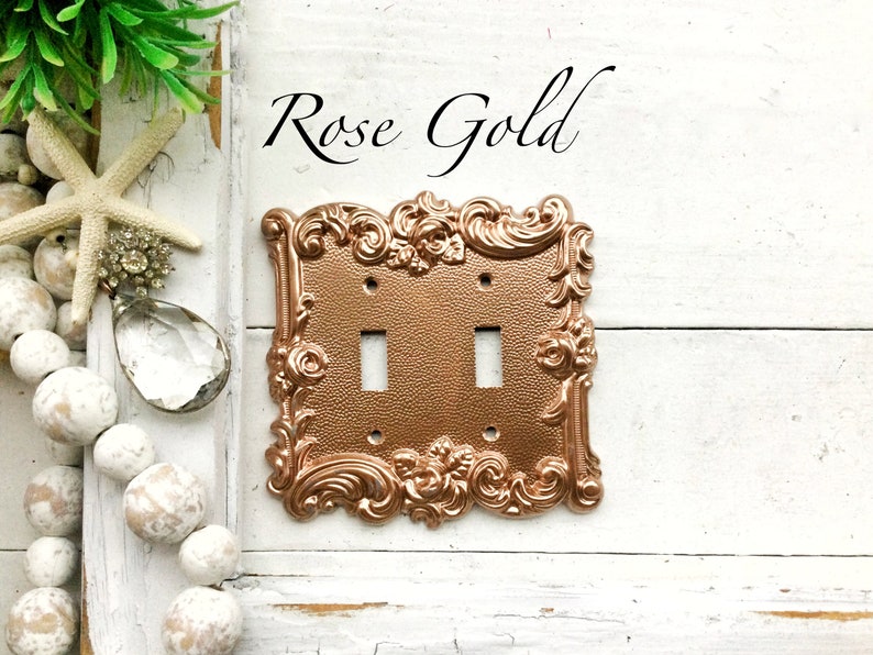 Light Switch Cover, In Muted Gold , Modern Home Decor,Lightswitch Cover, Light Switch Cover Plate, Shabby Chic, Double Rocker Switch Cover image 6