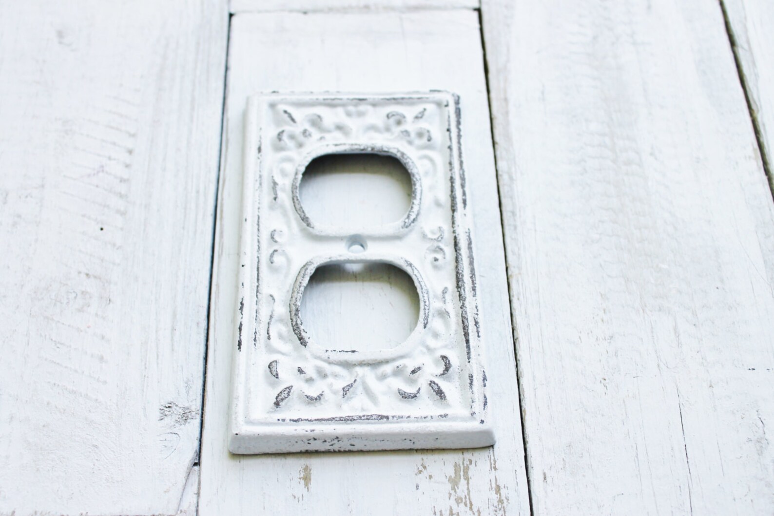 Antique White Outlet Cover Cast Ironfleur De Liscottage Etsy