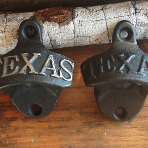 Rustic Cast Iron Texas Bottle Cap Opener-Gift For Dad-Industrial Home-In Matte Black-Spring Home Decor-Kitchen-Father-Groomsmen Gift image 3