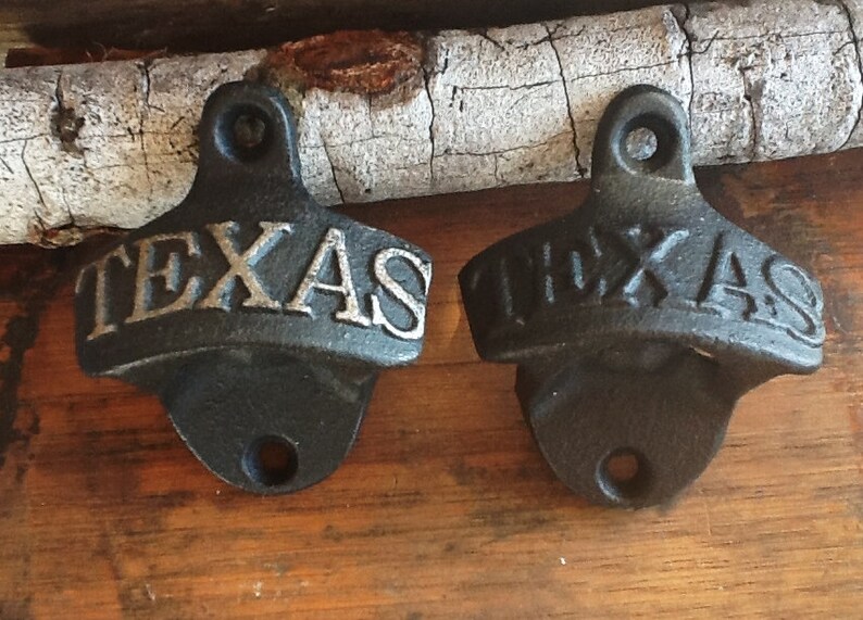 Rustic Cast Iron Texas Bottle Cap Opener-Gift For Dad-Industrial Home-In Matte Black-Spring Home Decor-Kitchen-Father-Groomsmen Gift image 3