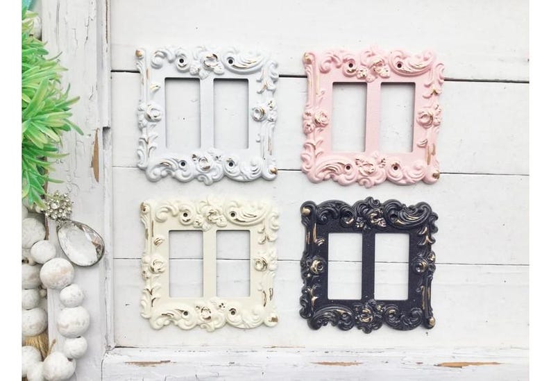 Light Switch Cover, In Muted Gold , Modern Home Decor,Lightswitch Cover, Light Switch Cover Plate, Shabby Chic, Double Rocker Switch Cover image 5
