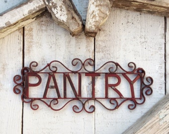 Décor de cuisine, signe de garde-manger, Français modèle, signe de cuisine, rouge de ferme et tan fossile, décor de mur de cuisine, décor de garde-manger, décor de cuisine, art de mur