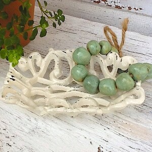 Shabby Chic Cream Wedding-Cream Business Card Holder-Cast Iron-Rustic Vintage-Bathroom Decor-Retro Soap Dish- Distressed -Metal Decor-Spring image 2