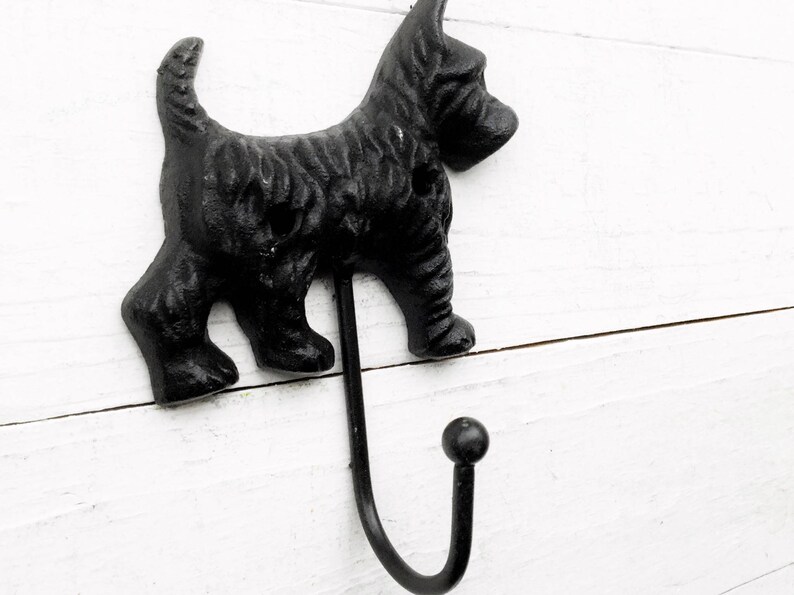 Jet Black Dog / Scottie Dog Wall Hook / Modern Dog / Cast Iron Etsy