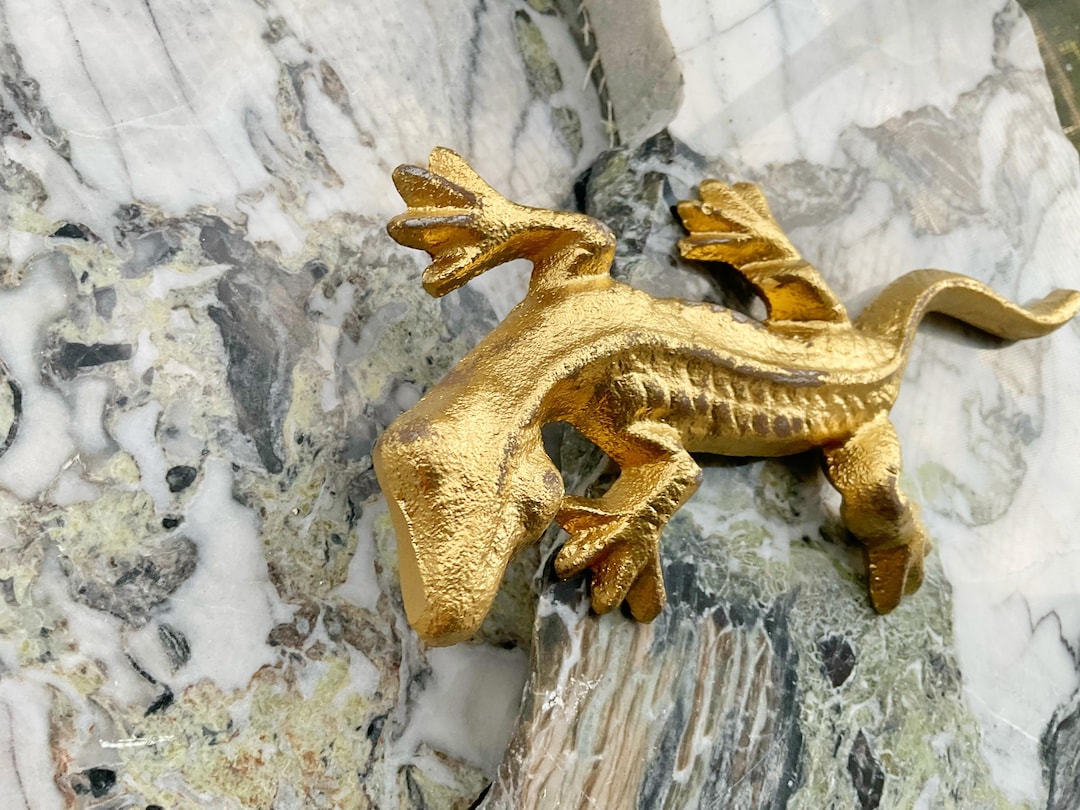 Rust Lizard Cast Iron Rust Garden Gecko Lizard Figurine in Bright Gold ,gift for ...