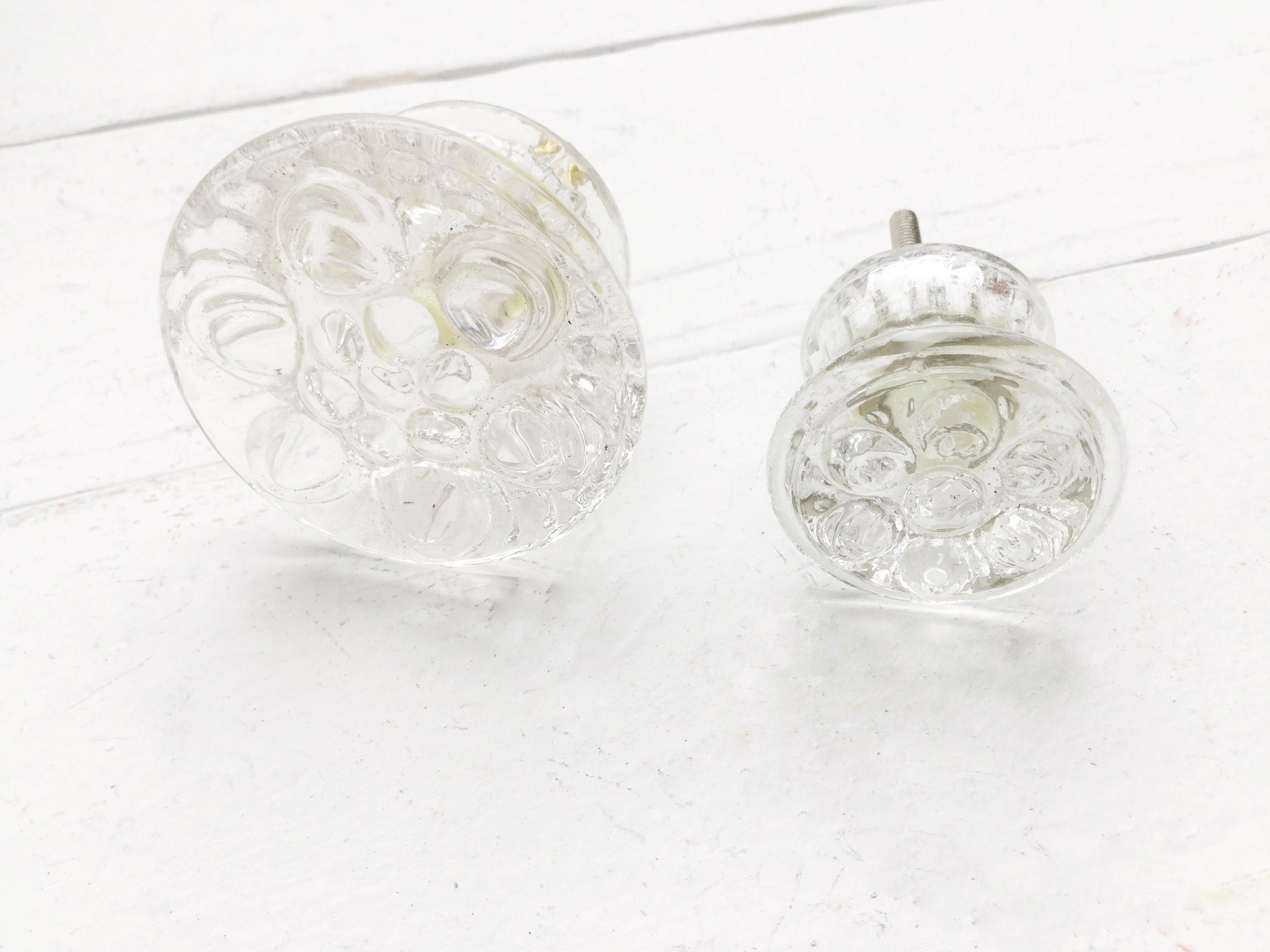 Glass Drawer Knob With Bubbles in Clear Glass silver Toned - Etsy