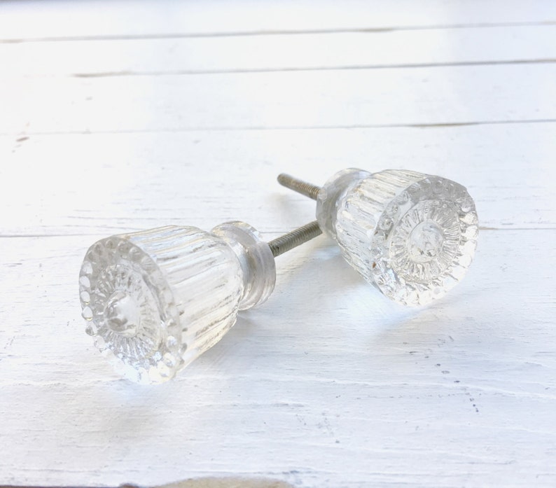 Shabby Chic Clear Glass Knobs Dresser Drawer Knobs Pulls Etsy