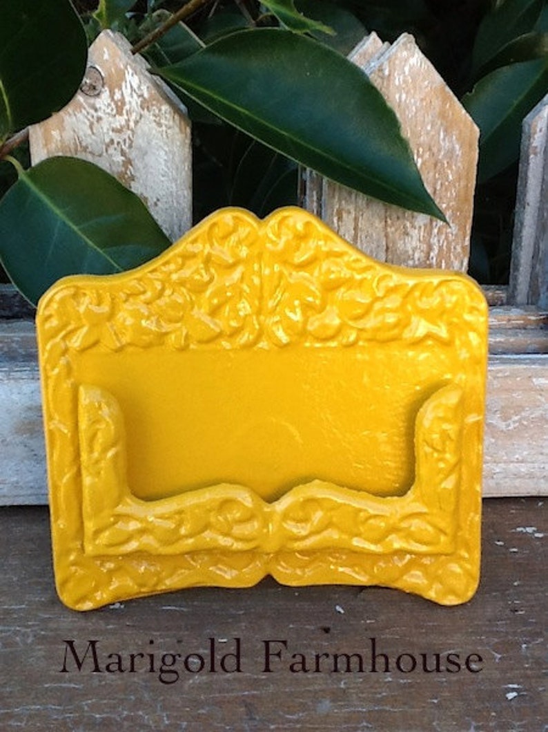 Bright Mustard Yellow Business Card Holder Distressed Metal Etsy