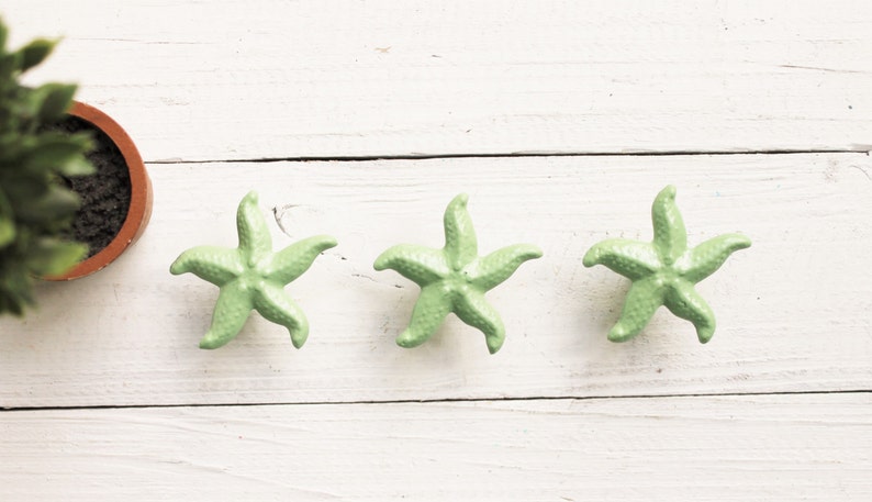 Starfish Decor, Starfish Decoration, Starfish Drawer Knob, Decorative Knobs, Starfish Knob, Beach Decor,Shabby Chic Distresed Metal image 1