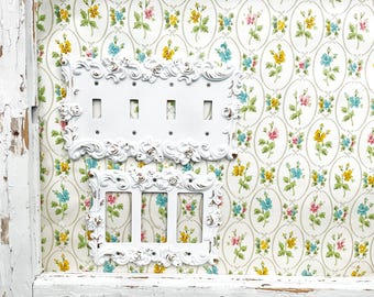 Quad Switch Plate Cover Double Rocker GFI Modern Home Decor Cover, Light Switch Cover Plates, Shabby Chic, Double Rocker Switch Cover Outlet