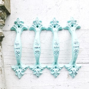 Ocean Mist Drawer Pulls , Cast Iron Handles Pulls , Cupboard Pulls Cabinet Drawer Door Pulls , Rustic Kitchen Hardware , Light Blue Hardware