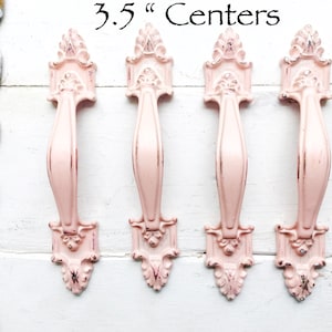 Vintage Drawer Pulls 3.5 " Centers Shabby Chic Knobs , Farmhouse Style , Blushing Pink Pulls  , Cottage Chic Knobs , Modern Farmhouse