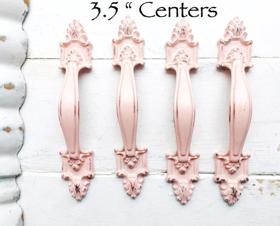 Vintage Drawer Pull 3.5 " Centers Shabby Chic Knobs , Farmhouse Style , Blushing Pink Pull  , Cottage Chic Knob , Modern Farmhouse Variety