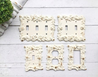 Light Switch Cover, In Creamy Ivory White, Switch Cover, Lightswitch Cover, Light Switch Cover Plates,Shabby Chic,Custom Light Switch Cover