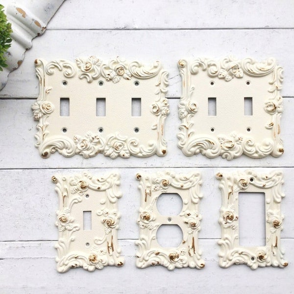Light Switch Cover, In Creamy Ivory White, Switch Cover, Lightswitch Cover, Light Switch Cover Plates,Shabby Chic,Custom Light Switch Cover