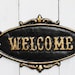 Jet Black WELCOME Sign Plaque-rustic Cast Iron - Old Fashioned-front ...