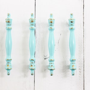 Light Blue Finial Cabinet Door Pull-Distressed-PETITE Drawer Handle-Spring Home Decor-In Sea Bliss Bleu Cupboard Pull,Beach Kitchen Hardware