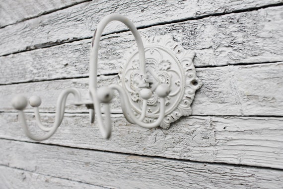 Jewelry Holder Shabby Chic Decor Rustic Decor Necklace Organizer-Teen Gift-Shabby White Metal-Necklace Rack-Cottage Beach Bathroom-